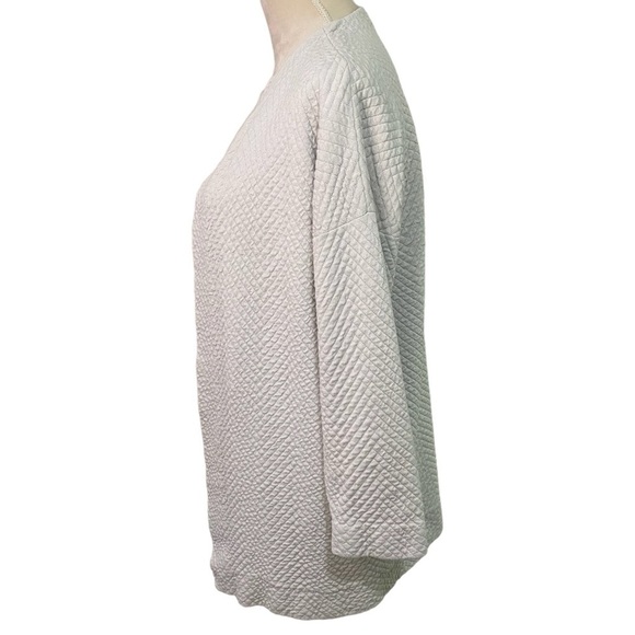 Eileen Fisher Bone Silk and Cotton Interlock Jacquard Knit Long Sleeve Jacket SP - Picture 6 of 8